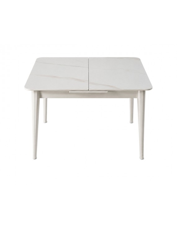 Стіл TALLINN CERAMIC 90(120)*70 білий глянець/кашемір