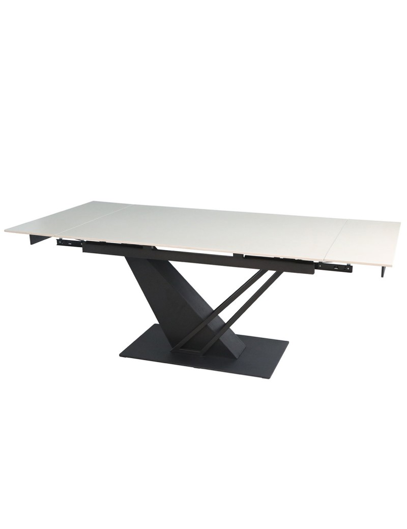 Стіл FERNANDO CERAMIC 140(200)*90 бежевий/чорний