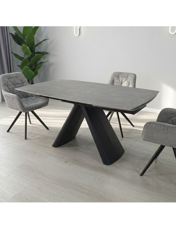 Стіл GREYSON CERAMIC 160(240)*90 сірий мат/чорний