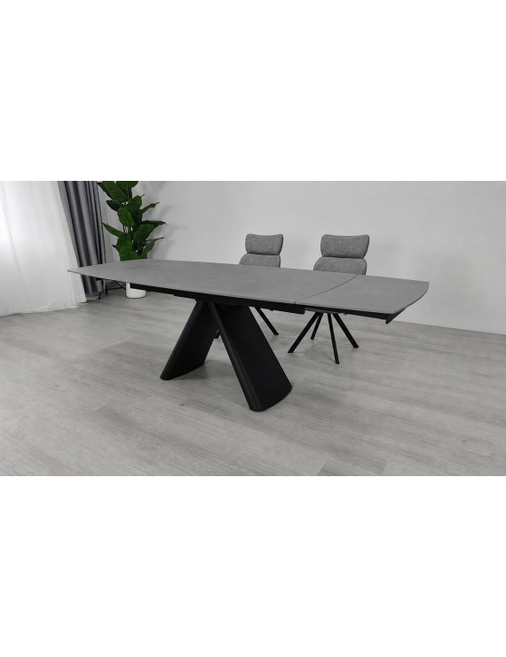 Стіл GREYSON CERAMIC 160(240)*90 сірий мат/чорний