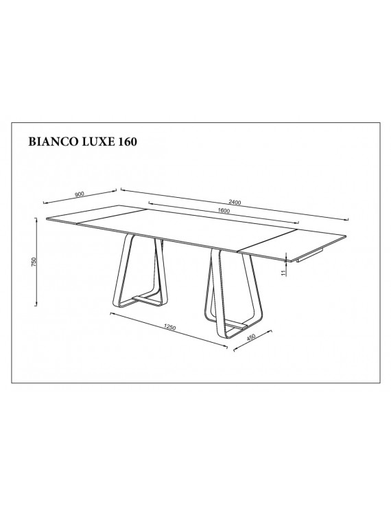 Стіл BIANCO LUXE CERAMIC 160(240)*90 білий мат/кашемір+золото
