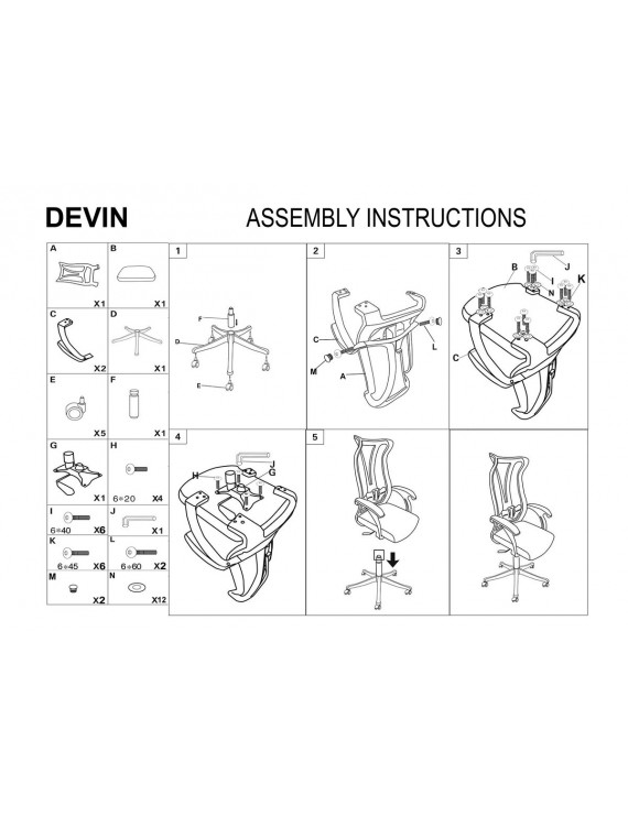 Крісло поворотне DEVIN сіре/сірий каркас