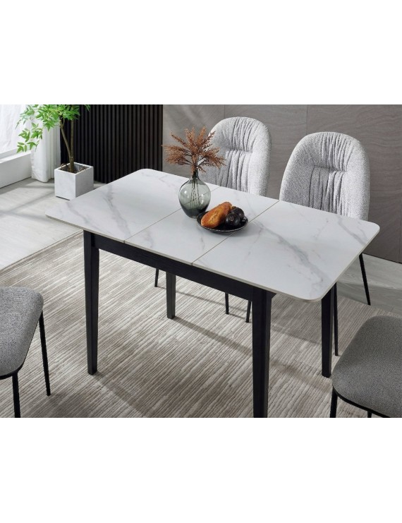 Стіл TALLINN CERAMIC 90(120)*70 білий/чорний каркас