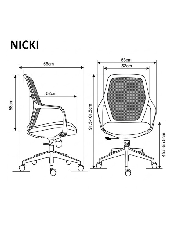 Крісло поворотне NICKI сіра тканина/сірий каркас