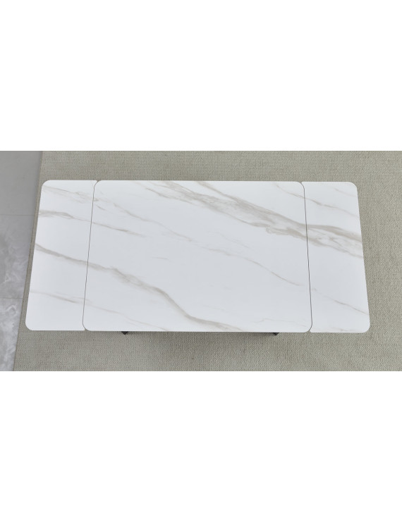 Стіл MADRID CERAMIC 120(180)*85 білий глянець/чорний каркас
