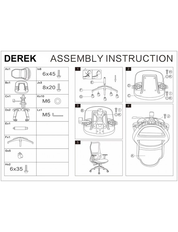Крісло поворотне DEREK чорна екошкіра/чорний каркас
