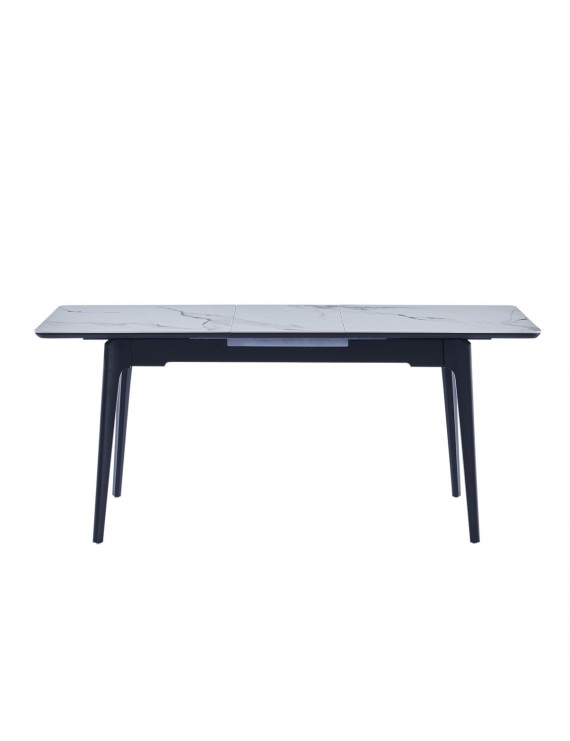 Стіл BERLIN CERAMIC 140(180)*80 білий глянець/чорний каркас