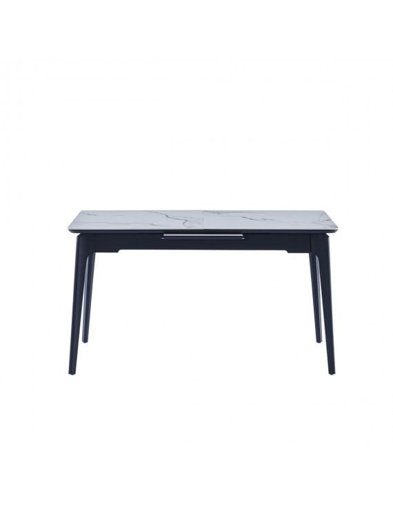 Стіл BERLIN CERAMIC 140(180)*80 білий глянець/чорний каркас