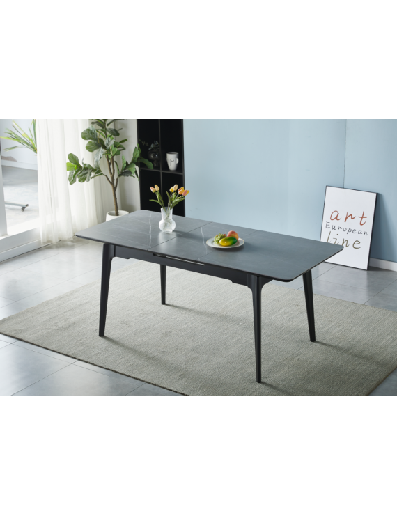 Стіл BERLIN CERAMIC 140(180)*80 сірий мат/чорний каркас