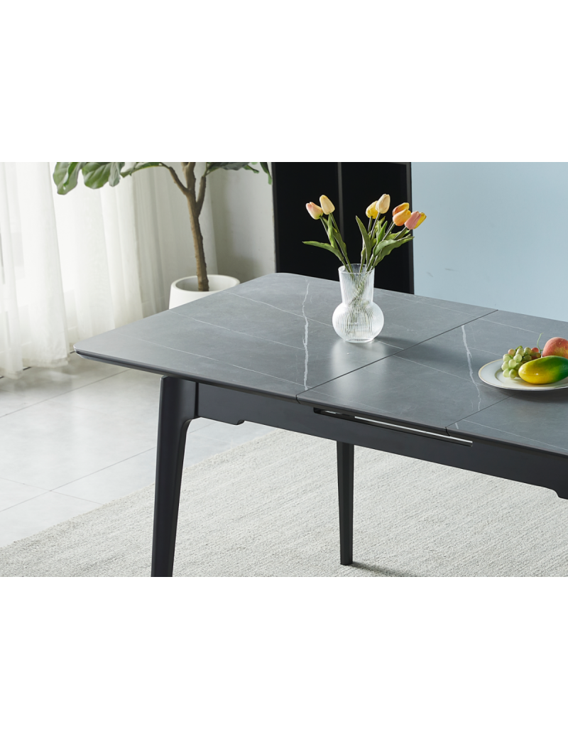 Стіл BERLIN CERAMIC 140(180)*80 сірий мат/чорний каркас