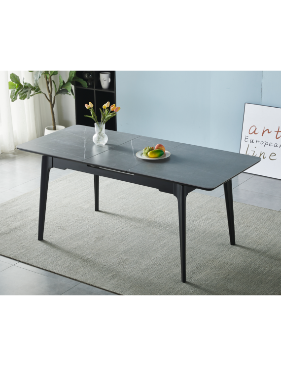 Стіл BERLIN CERAMIC 140(180)*80 сірий мат/чорний каркас
