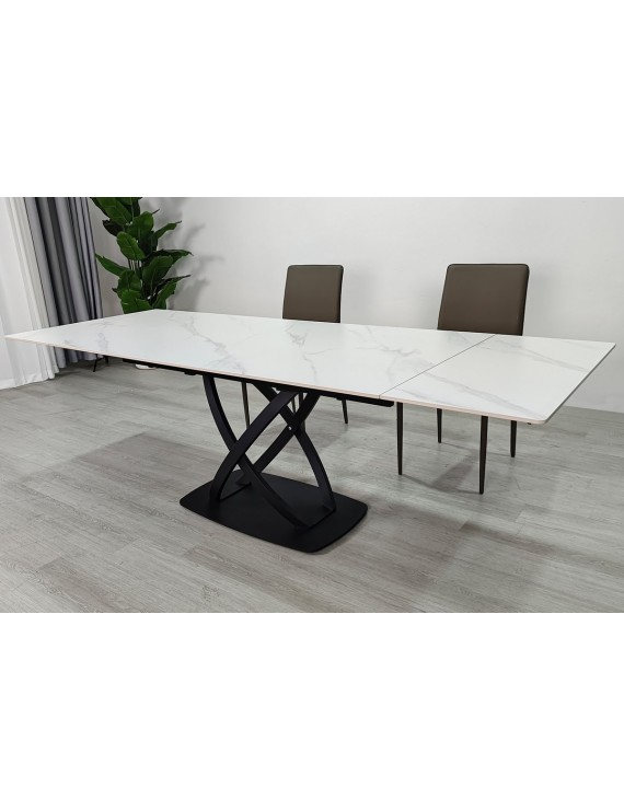 Стіл HILDA CERAMIC 160(240)*90 білий мат/чорний