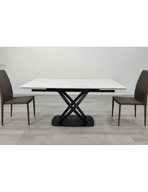 Стіл HILDA CERAMIC 160(240)*90 білий мат/чорний
