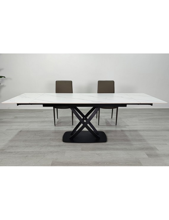 Стіл HILDA CERAMIC 160(240)*90 білий мат/чорний