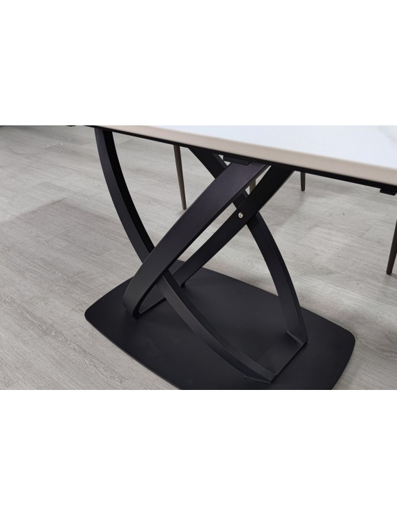 Стіл HILDA CERAMIC 160(240)*90 білий мат/чорний