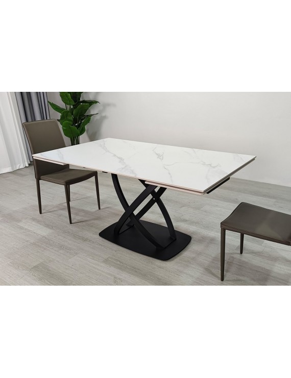 Стіл HILDA CERAMIC 160(240)*90 білий мат/чорний
