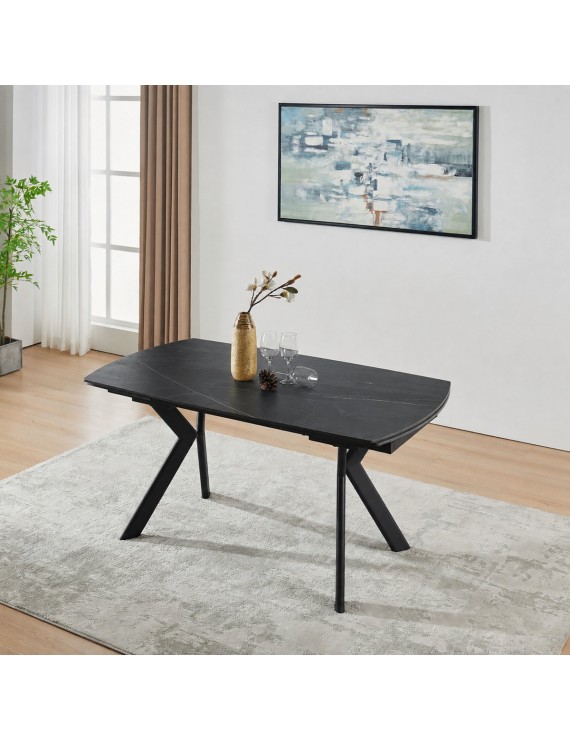 Стіл NOREEN CERAMIC 140(200)*80 чорний/чорний