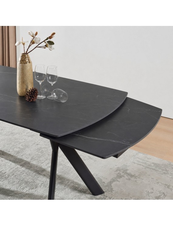 Стіл NOREEN CERAMIC 140(200)*80 чорний/чорний