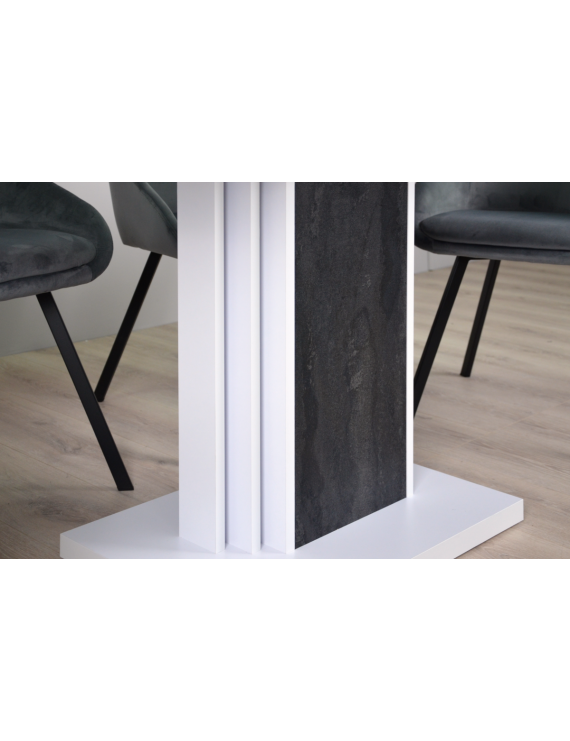 Стіл обідній розкладний SOLO B/V 110(145)x68 см Білий діамант/Вугільний камінь