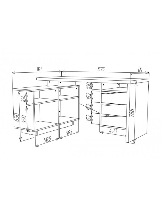 Стіл письмовий CONNECT 3 L SK 157×78 см Дуб кремона котта/Стоун бейж