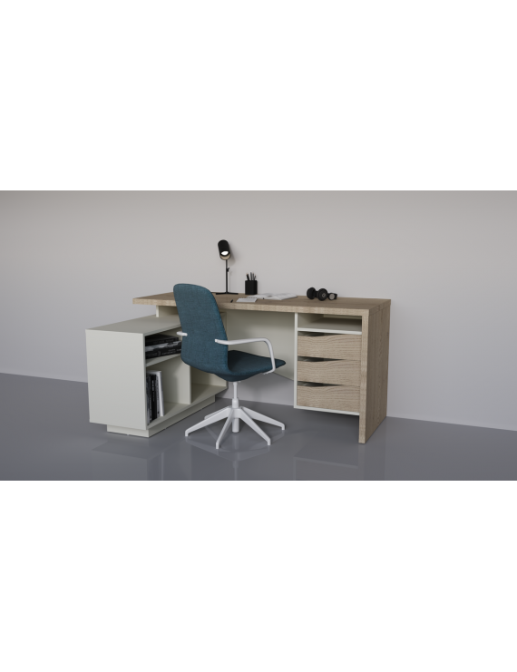 Стіл письмовий CONNECT 3 L SK 157×78 см Дуб кремона котта/Стоун бейж