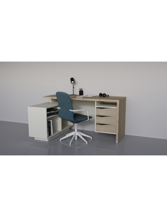 Стіл письмовий CONNECT 3 L SK 157×78 см Дуб кремона котта/Стоун бейж
