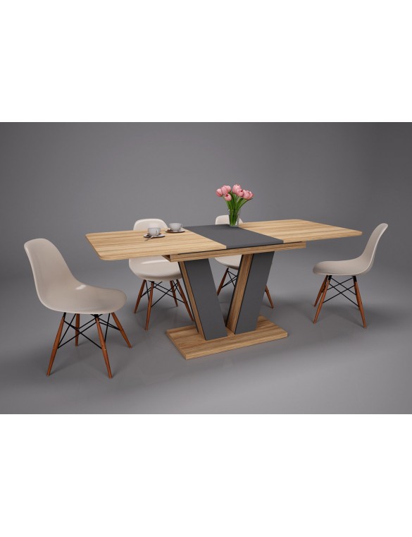 Стіл обідній Torino 140(180)x80 см Блеквуд Ячмінний/Графіт