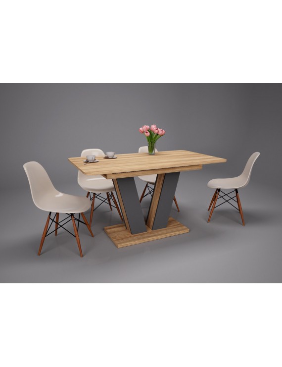 Стіл обідній Torino 140(180)x80 см Блеквуд Ячмінний/Графіт