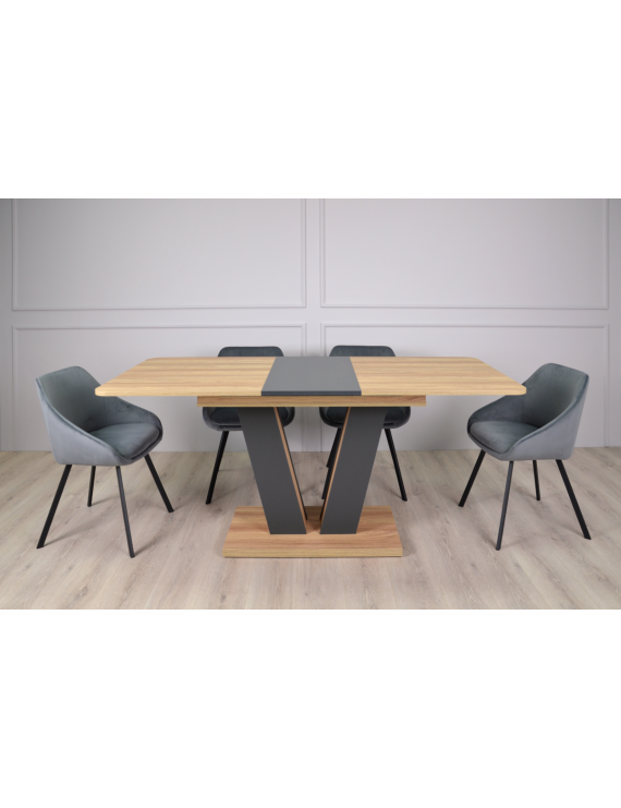 Стіл обідній Torino 140(180)x80 см Блеквуд Ячмінний/Графіт