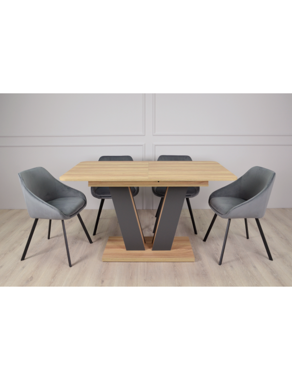 Стіл обідній Torino 140(180)x80 см Блеквуд Ячмінний/Графіт