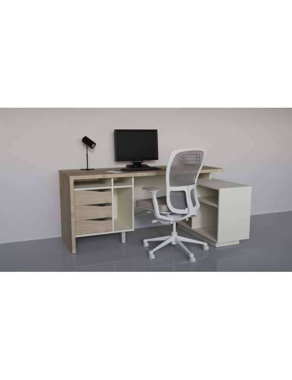 Стіл письмовий CONNECT 2 R SK 180×78 см Дуб кремона котта / Стоун бейж
