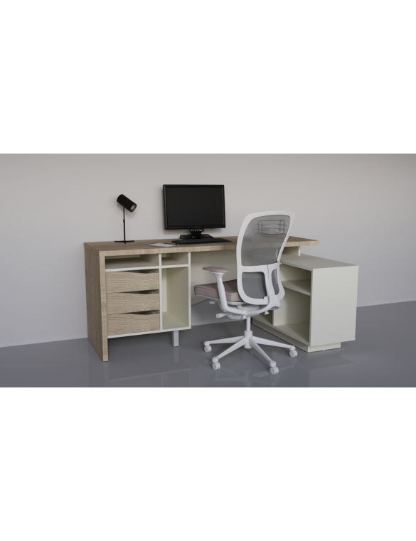 Стіл письмовий CONNECT 2 R SK 180×78 см Дуб кремона котта / Стоун бейж