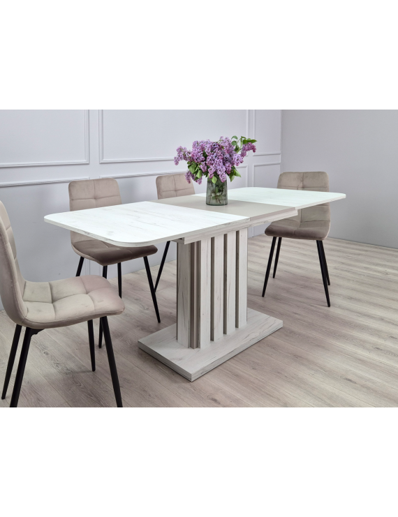 Стіл обідній розкладний LAMAR D/G 80x140(180) см Дуб крафт білий/Глиняний сірий