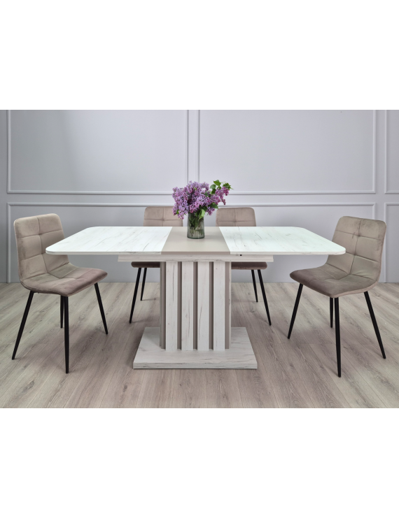 Стіл обідній розкладний LAMAR D/G 80x140(180) см Дуб крафт білий/Глиняний сірий