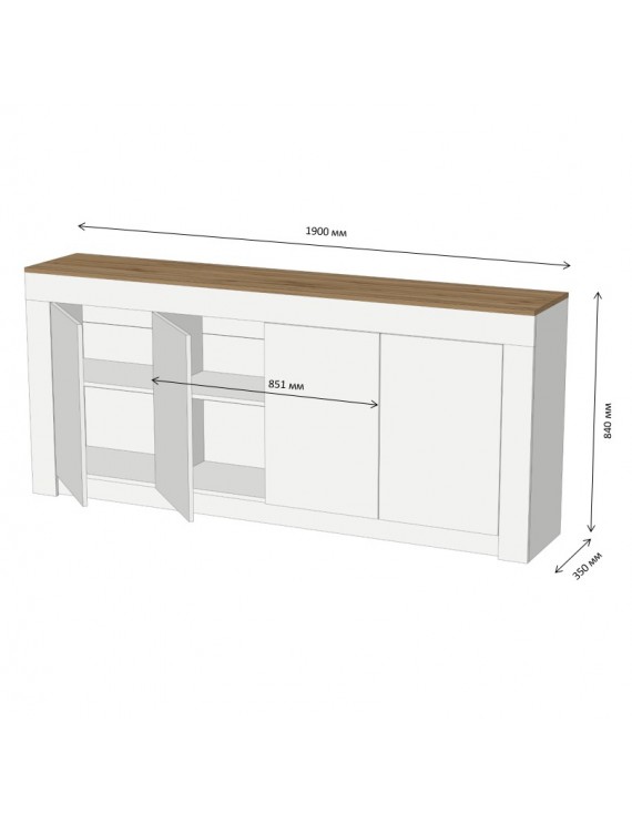 Великий комод LION Ларрі-1 Нiмфея альба/Дуб Аппалачи (LION-041009)