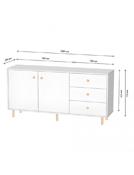 Комод LION Хьюге-5 Дуб Артизан/Німфея альба (LION-041010)