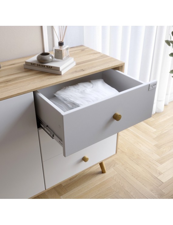 Комод LION Хьюге-5 Дуб Артизан/Німфея альба (LION-041010)