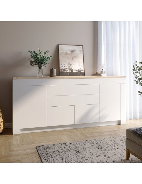 Великий комод LION Ларрі-2 Нiмфея альба/Дуб сонома (LION-041064) ТОП