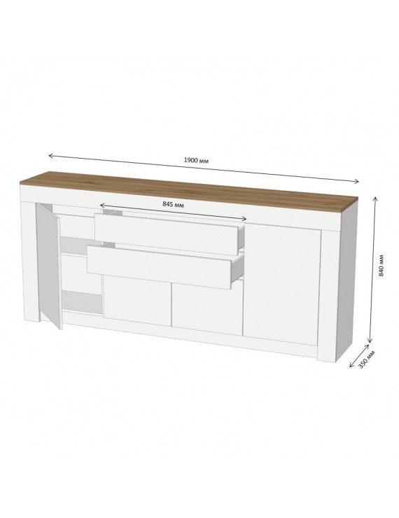 Великий комод LION Ларрі-2 Нiмфея альба/Дуб Аппалачи (LION-041006)