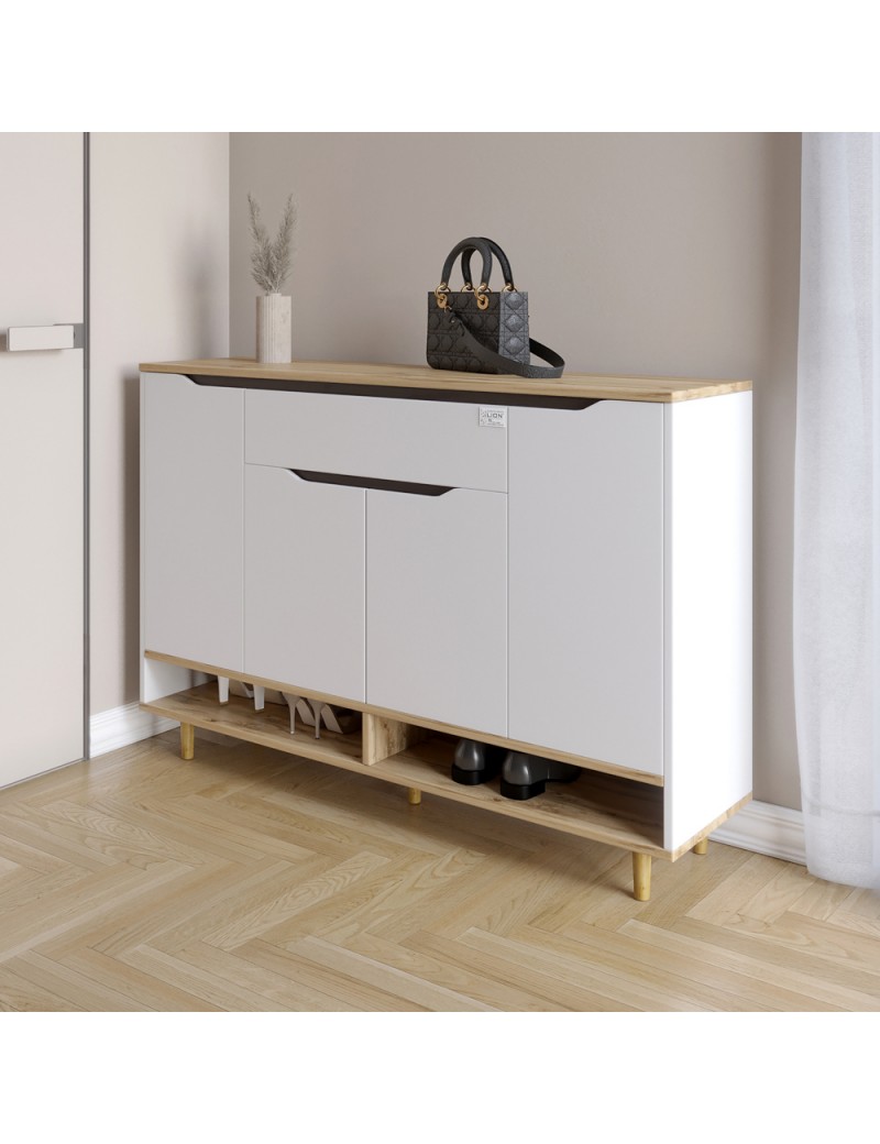 Комод у передпокій з полицею для взуття LION Салліван Тумба-2 Німфея альба/Дуб Аппалачі (LION-041007)