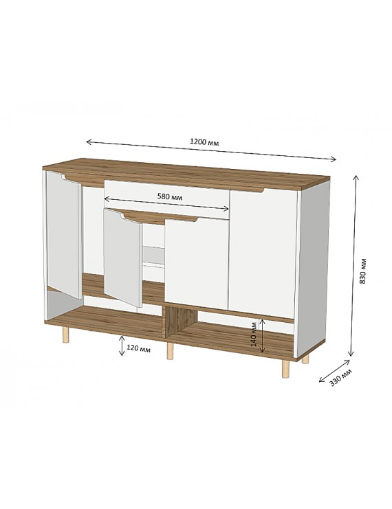 Комод у передпокій з полицею для взуття LION Салліван Тумба-2 Німфея альба/Дуб Аппалачі (LION-041007)