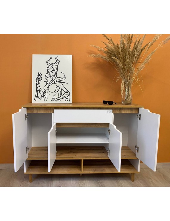 Комод у передпокій з полицею для взуття LION Салліван Тумба-2 Німфея альба/Дуб Аппалачі (LION-041007)