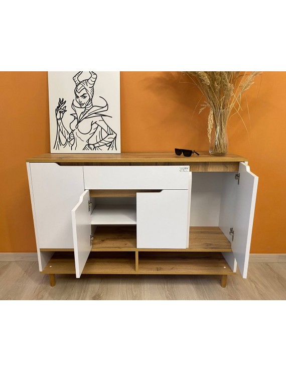 Комод у передпокій з полицею для взуття LION Салліван Тумба-2 Німфея альба/Дуб Аппалачі (LION-041007)