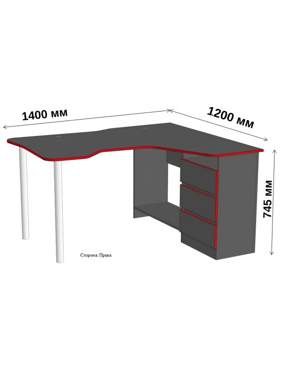 Геймерський комп'ютерний стіл LION Буст кутовий з шухлядами Антрацит (LION-041449) ТОП