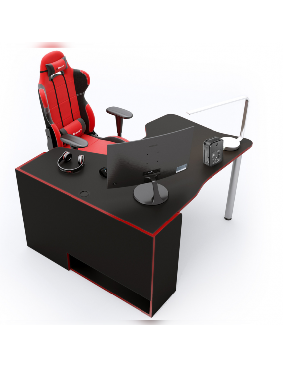 Геймерський комп'ютерний стіл LION Буст кутовий з шухлядами Антрацит (LION-041449) ТОП