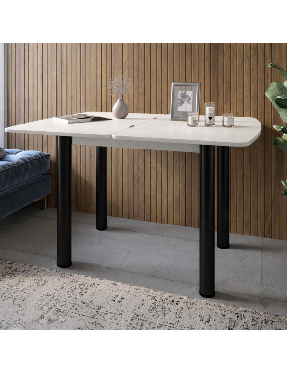 Обідній стіл розкладний LION Нота чорні ніжки Бетон Style 60x90/90x120 (LION-045134)