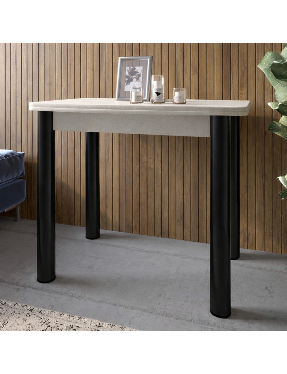 Обідній стіл розкладний LION Нота чорні ніжки Бетон Style 60x90/90x120 (LION-045134)