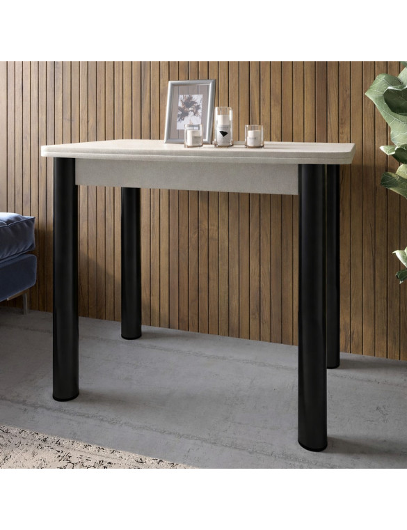Обідній стіл розкладний LION Нота чорні ніжки Бетон Style 60x90/90x120 (LION-045134)