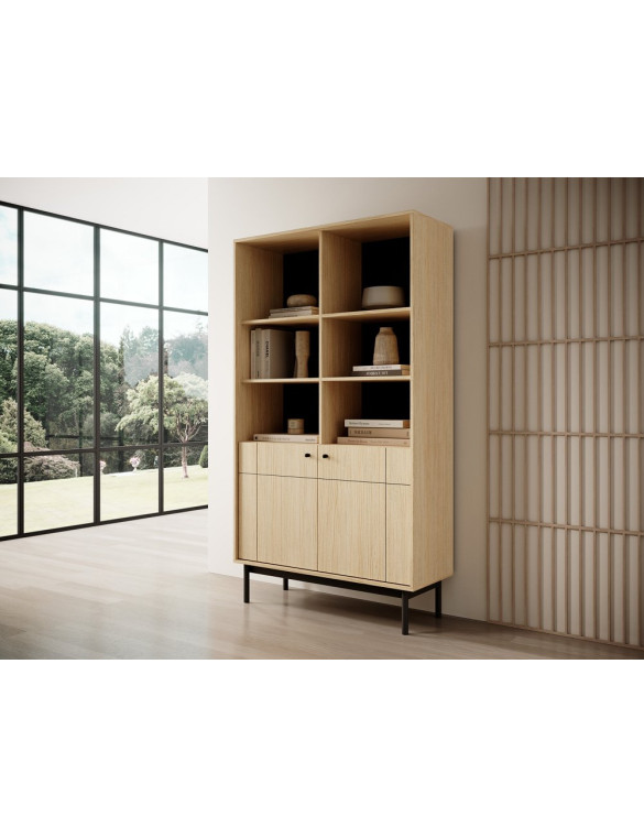 Стелаж Perfect Home Джапанді / Japandi R104 2-дверний Дуб лінеа (PFH-091465)