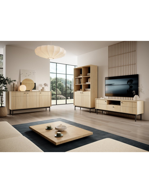 Стелаж Perfect Home Джапанді / Japandi R104 2-дверний Дуб лінеа (PFH-091465)